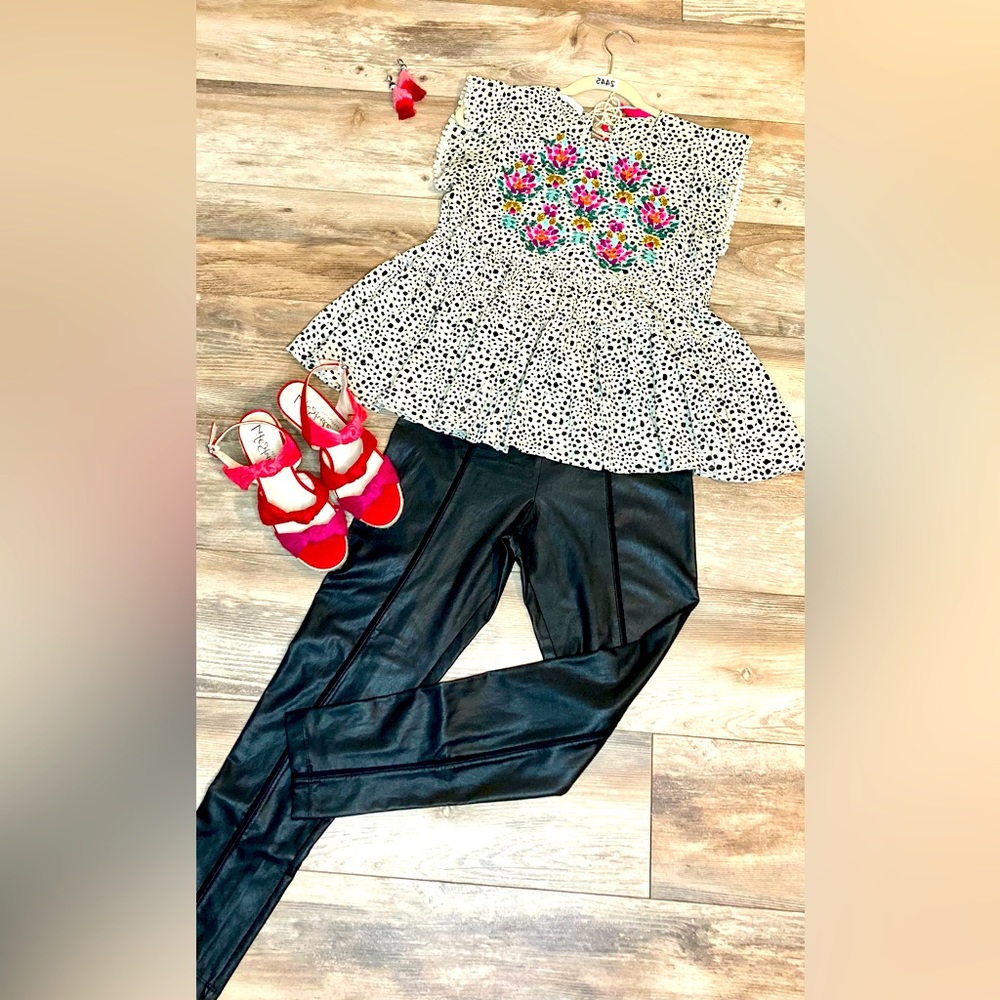 THML BOUTIQUE POLKA DOT EMBROIDERED TOP